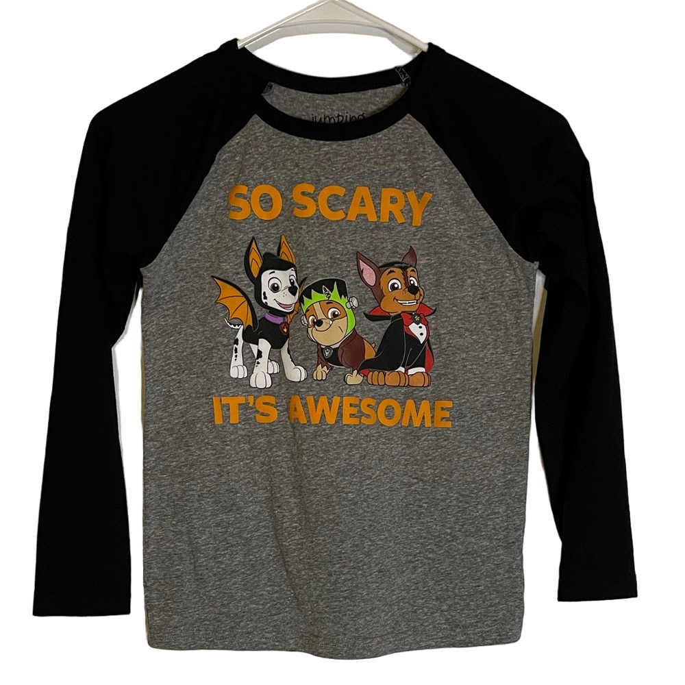 JUMPING BEANS Long Sleeve Paw Patrol Halloween Tee Boys Size 8, Gray Black